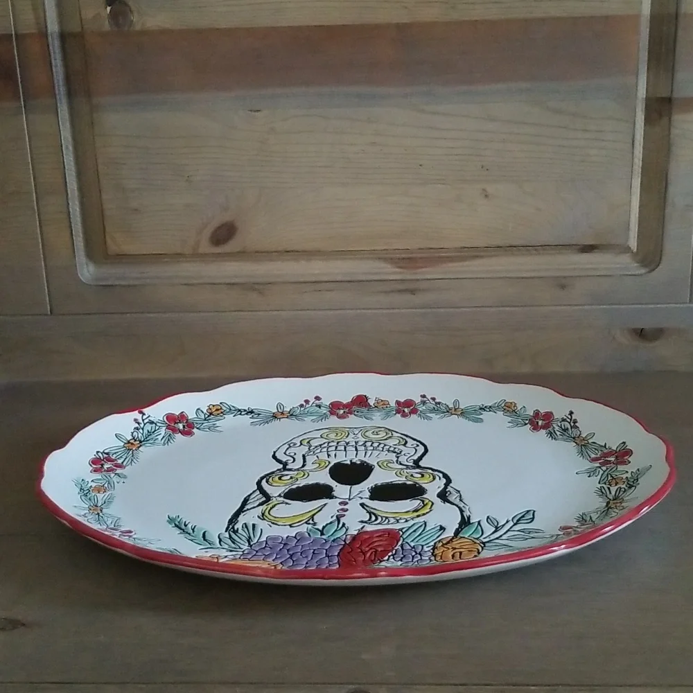 Spectrum Designz Day of the Dead Oval Platter